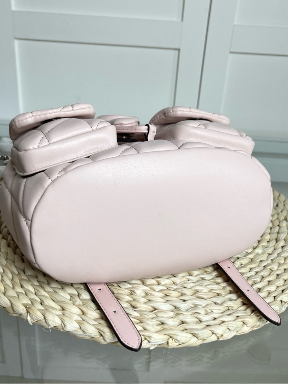Coach Quilted Pale Pink Leather Backpack with Front Pockets - Picture 4 of 10